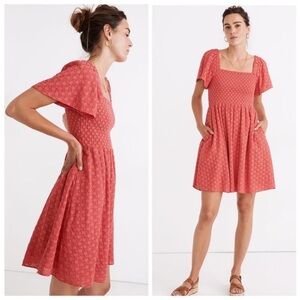 Madewell Coral Mini Dress with Pattern